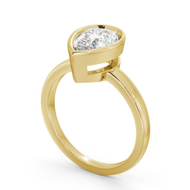 Pear Diamond Engagement Ring 9K Yellow Gold Solitaire - Birley ENPE5_YG_SIDE