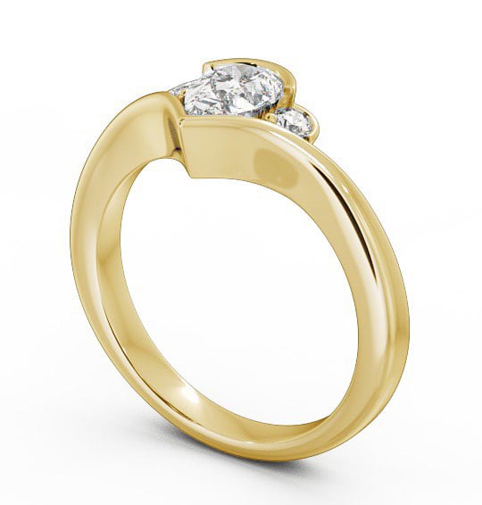 Pear Diamond Engagement Ring 18K Yellow Gold Solitaire With Side Stones - Lorena ENPE6_YG_THUMB1