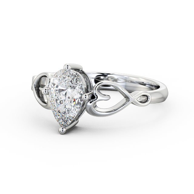 Pear Diamond Engagement Ring 18K White Gold Solitaire - Mia ENPE7_WG_FLAT