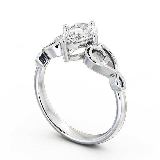 Pear Diamond Engagement Ring 18K White Gold Solitaire - Mia ENPE7_WG_SIDE