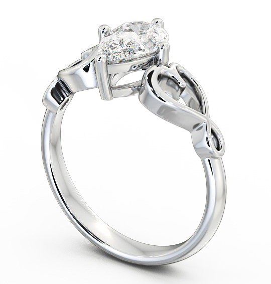Pear Diamond Engagement Ring 9K White Gold Solitaire - Mia ENPE7_WG_THUMB1