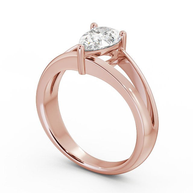 Pear Diamond Engagement Ring 9K Rose Gold Solitaire - Lyon ENPE9_RG_SIDE
