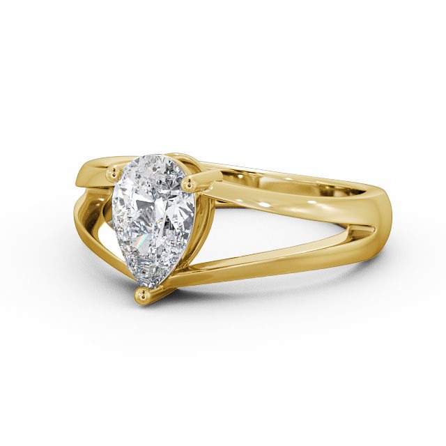 Pear Diamond Engagement Ring 18K Yellow Gold Solitaire - Lyon ENPE9_YG_FLAT