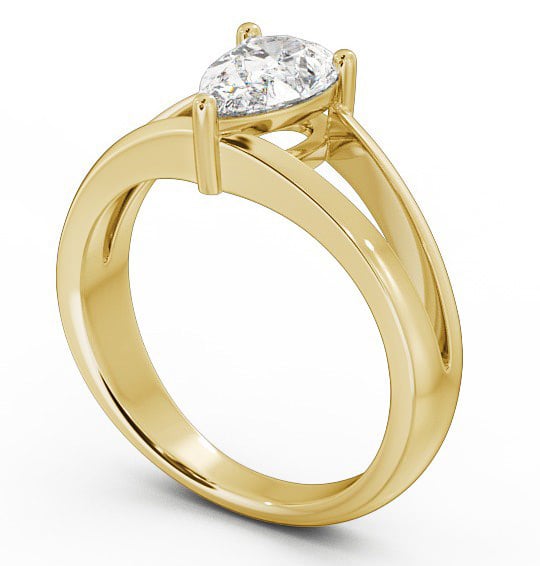 Pear Diamond Engagement Ring 18K Yellow Gold Solitaire - Lyon ENPE9_YG_THUMB1