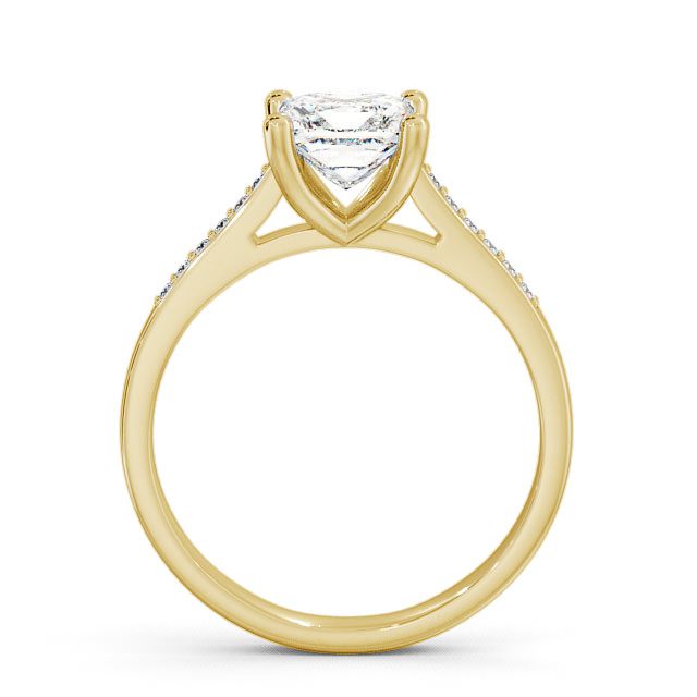Princess Diamond Engagement Ring 18K Yellow Gold Solitaire With Side Stones - Brinsley ENPR14S_YG_UP