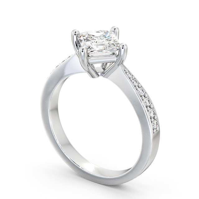 Princess Diamond Engagement Ring Platinum Solitaire With Side Stones - Ailby ENPR1S_WG_SIDE