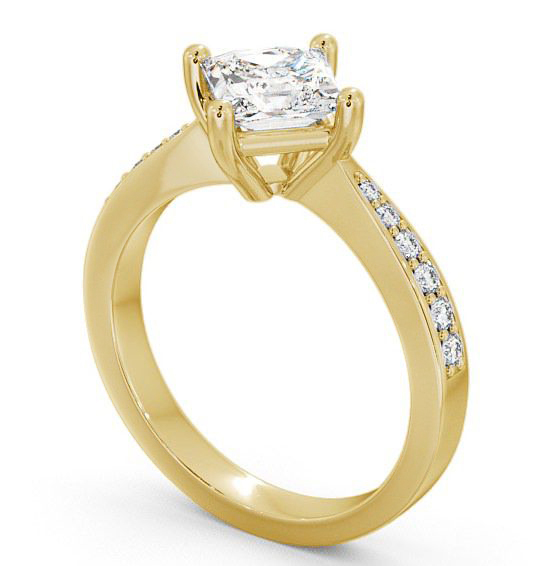 Princess Diamond Engagement Ring 18K Yellow Gold Solitaire With Side Stones - Ailby ENPR1S_YG_THUMB1