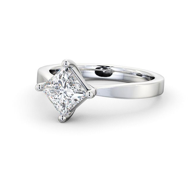 Princess Diamond Engagement Ring 18K White Gold Solitaire- Abney ENPR1_WG_FLAT