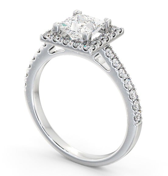 Halo Princess Diamond Engagement Ring 18K White Gold - Acomb ENPR20_WG_THUMB1