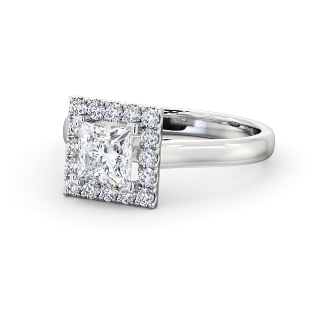 Halo Princess Diamond Engagement Ring 18K White Gold - Vale ENPR21_WG_FLAT