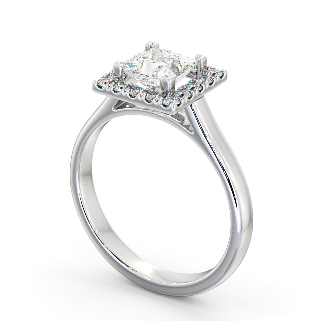 Halo Princess Diamond Engagement Ring 18K White Gold - Vale ENPR21_WG_SIDE