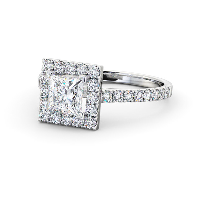 Halo Princess Diamond Engagement Ring 18K White Gold - Darland ENPR22_WG_FLAT