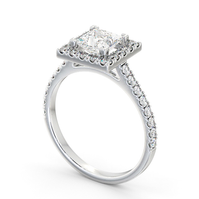 Halo Princess Diamond Engagement Ring 18K White Gold - Darland ENPR22_WG_SIDE