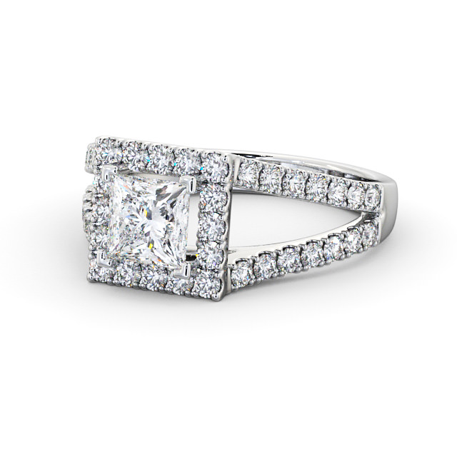 Halo Princess Diamond Engagement Ring Palladium - Elmore ENPR23_WG_FLAT