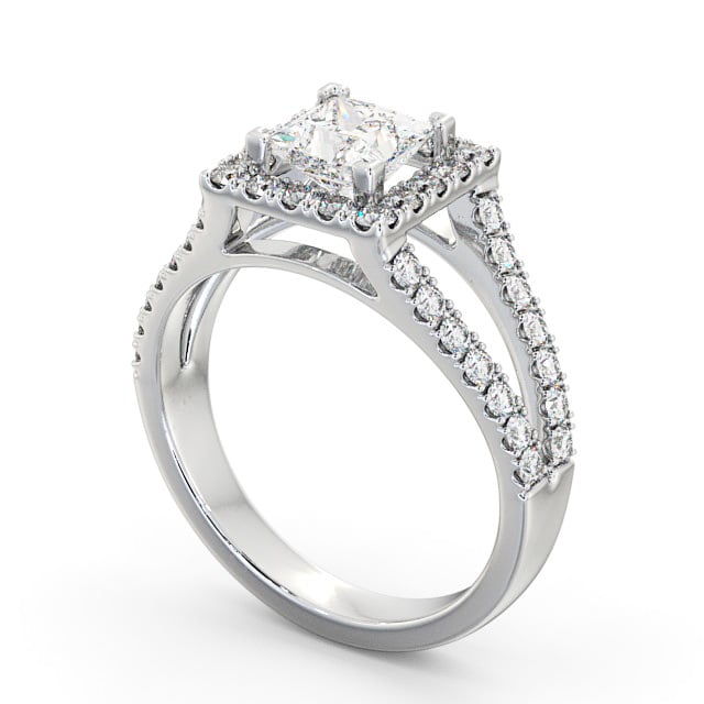Halo Princess Diamond Engagement Ring Palladium - Elmore ENPR23_WG_SIDE