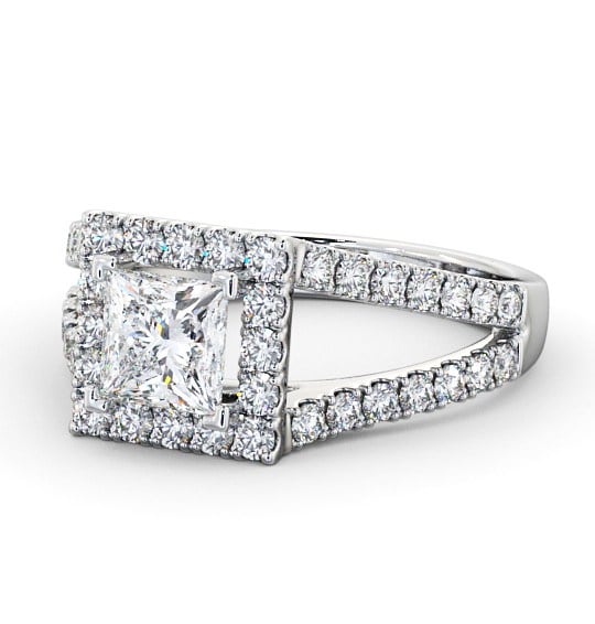  Halo Princess Diamond Engagement Ring 18K White Gold - Elmore ENPR23_WG_THUMB2 