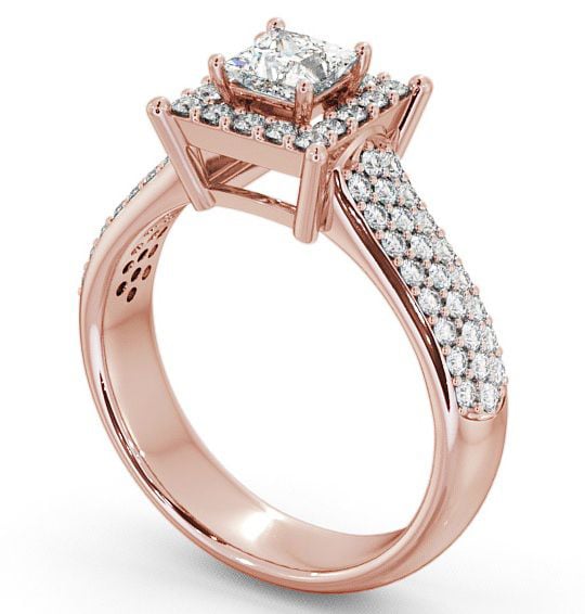 Halo Princess Diamond Engagement Ring 18K Rose Gold - Huxley ENPR25_RG_THUMB1