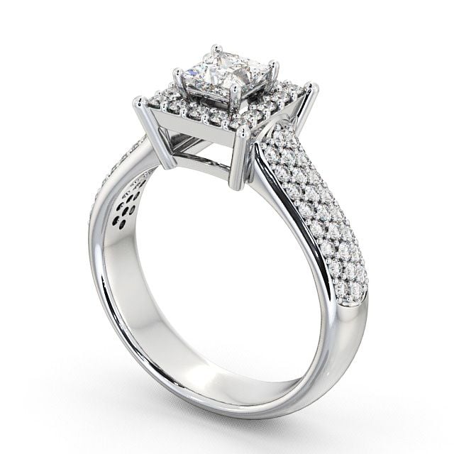 Halo Princess Diamond Engagement Ring Platinum - Huxley ENPR25_WG_SIDE