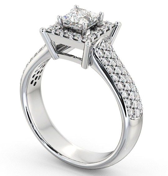  Halo Princess Diamond Engagement Ring 18K White Gold - Huxley ENPR25_WG_THUMB1 