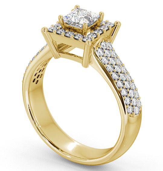  Halo Princess Diamond Engagement Ring 9K Yellow Gold - Huxley ENPR25_YG_THUMB1 
