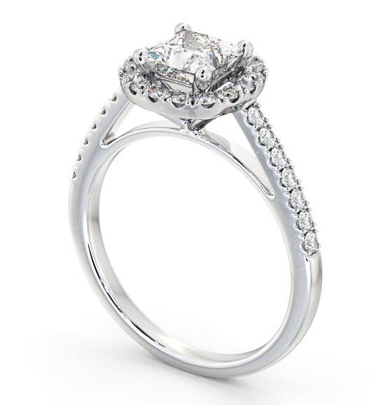 Halo Princess Diamond Engagement Ring 18K White Gold - Ivelet ENPR27_WG_THUMB1