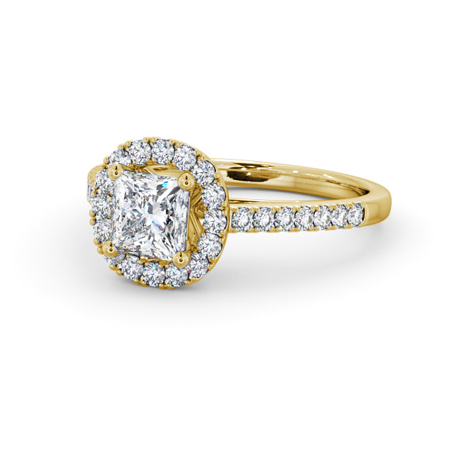 Halo Princess Diamond Engagement Ring 18K Yellow Gold - Ivelet ENPR27_YG_FLAT