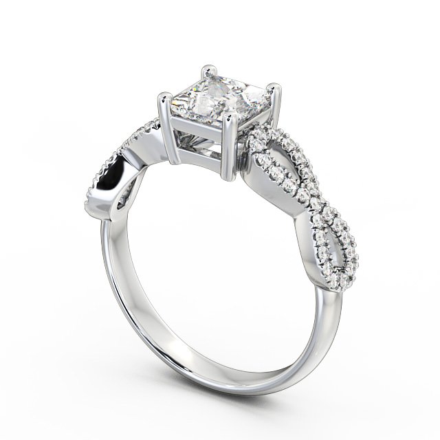 Princess Diamond Engagement Ring 9K White Gold Solitaire With Side Stones - Gianna ENPR29_WG_SIDE