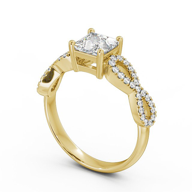 Princess Diamond Engagement Ring 18K Yellow Gold Solitaire With Side Stones - Gianna ENPR29_YG_SIDE