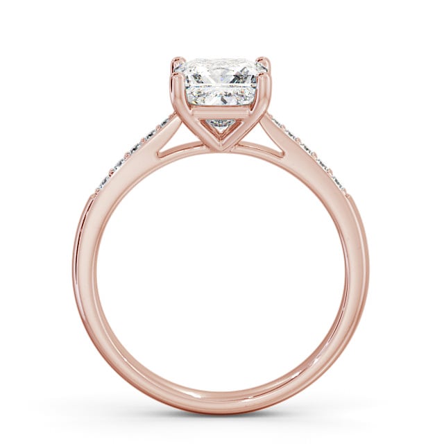 Princess Diamond Engagement Ring 9K Rose Gold Solitaire With Side Stones - Cleadon ENPR2S_RG_UP
