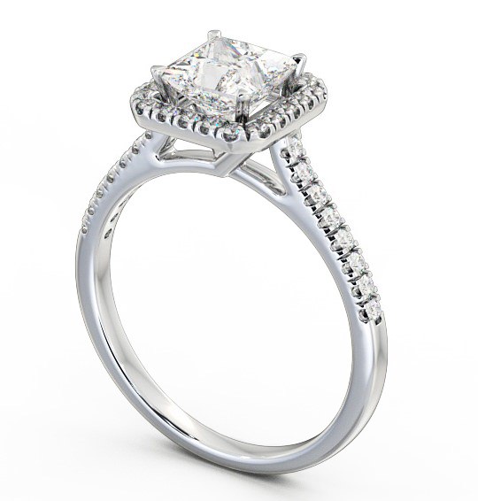 Halo Princess Diamond Engagement Ring 18K White Gold - Leona ENPR30_WG_THUMB1