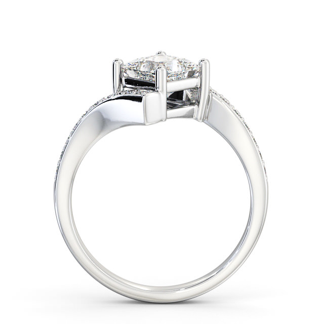Princess Diamond Engagement Ring 9K White Gold Solitaire With Side Stones - Brinian ENPR35_WG_UP