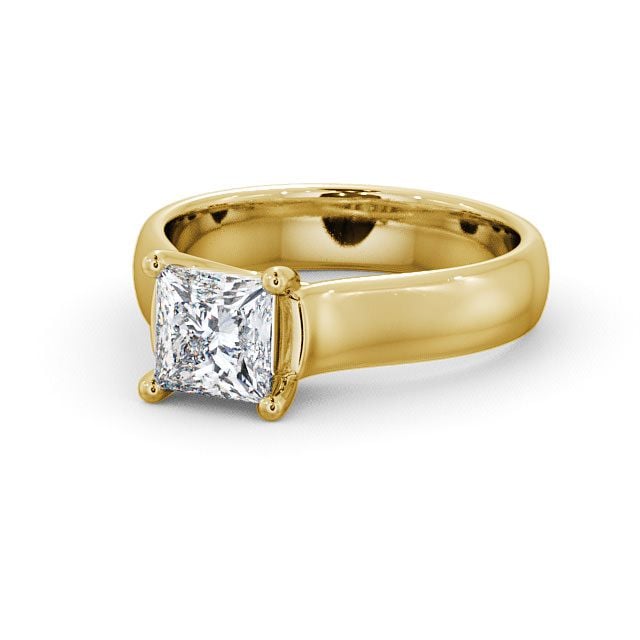 Princess Diamond Engagement Ring 9K Yellow Gold Solitaire - Lamas ENPR3_YG_FLAT