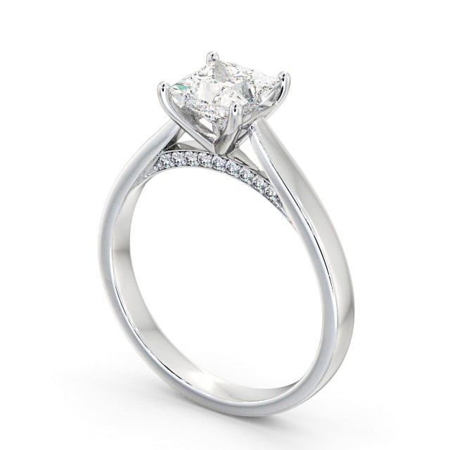 Princess Diamond Engagement Ring 18K White Gold Solitaire - Portland ENPR41_WG_SIDE