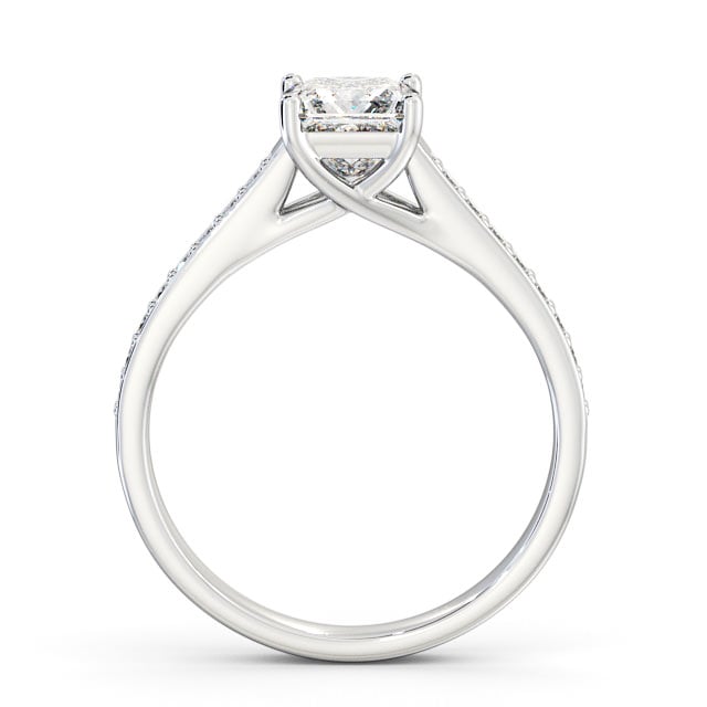 Princess Diamond Engagement Ring 18K White Gold Solitaire With Side Stones - Malvina ENPR42S_WG_UP
