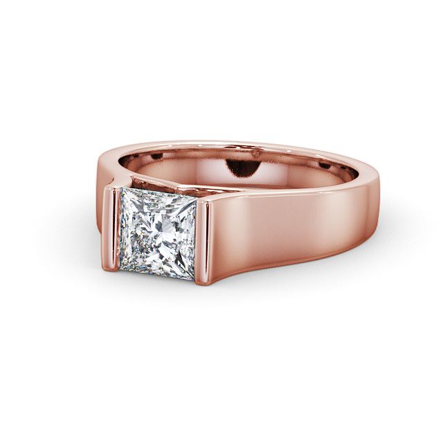 Princess Diamond Engagement Ring 18K Rose Gold Solitaire - Maligar ENPR4_RG_FLAT