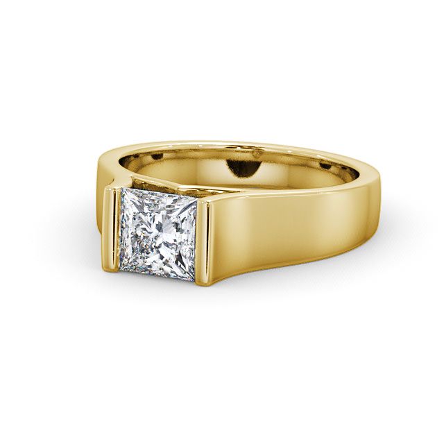 Princess Diamond Engagement Ring 18K Yellow Gold Solitaire - Maligar ENPR4_YG_FLAT