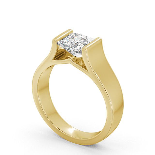 Princess Diamond Engagement Ring 18K Yellow Gold Solitaire - Maligar ENPR4_YG_SIDE