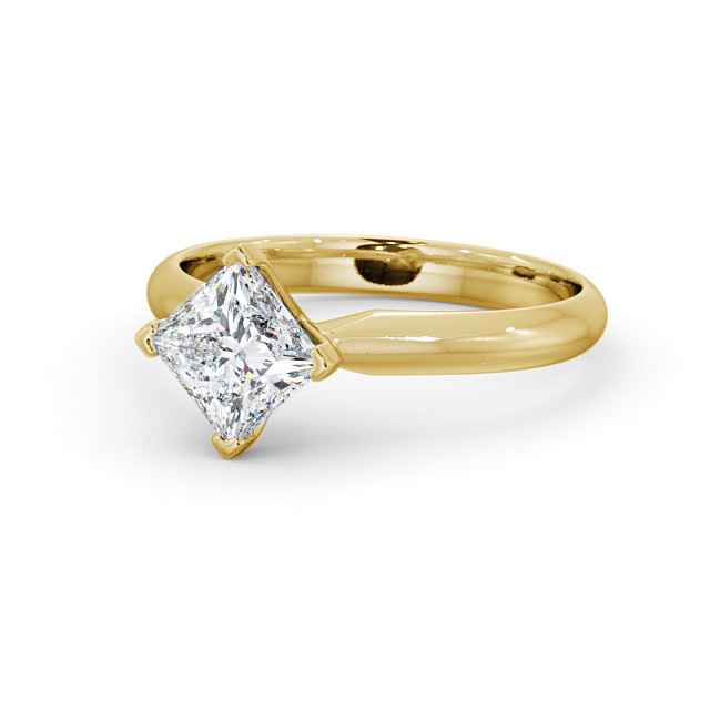 Princess Diamond Engagement Ring 18K Yellow Gold Solitaire - Durham ENPR50_YG_FLAT