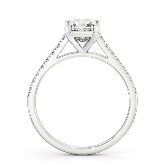 Princess Diamond Engagement Ring 18K White Gold Solitaire With Side Stones - Farran ENPR55S_WG_UP
