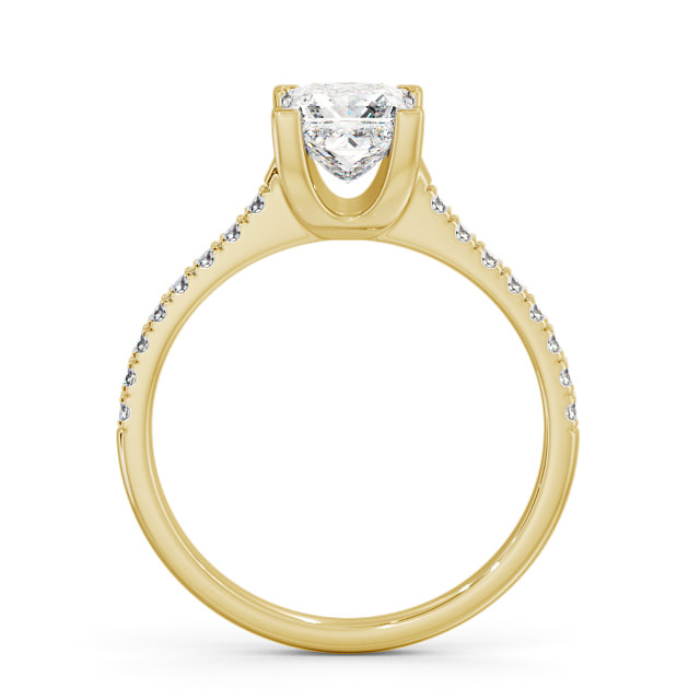 Princess Diamond Engagement Ring 18K Yellow Gold Solitaire With Side Stones - Brosna ENPR57S_YG_UP