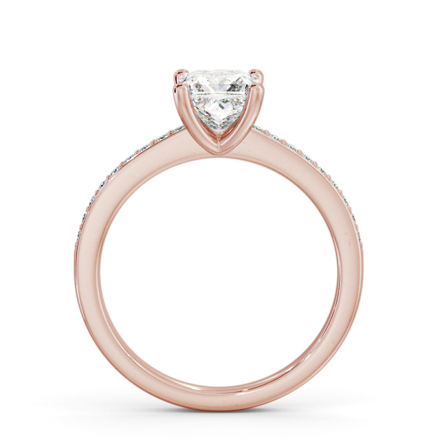Princess Diamond Engagement Ring 18K Rose Gold Solitaire With Side Stones - Jannika ENPR58S_RG_UP