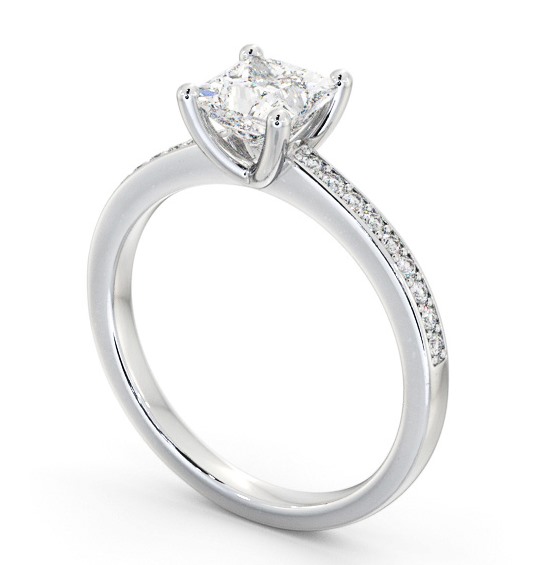 Princess Diamond Engagement Ring Platinum Solitaire With Side Stones - Jannika ENPR58S_WG_THUMB1
