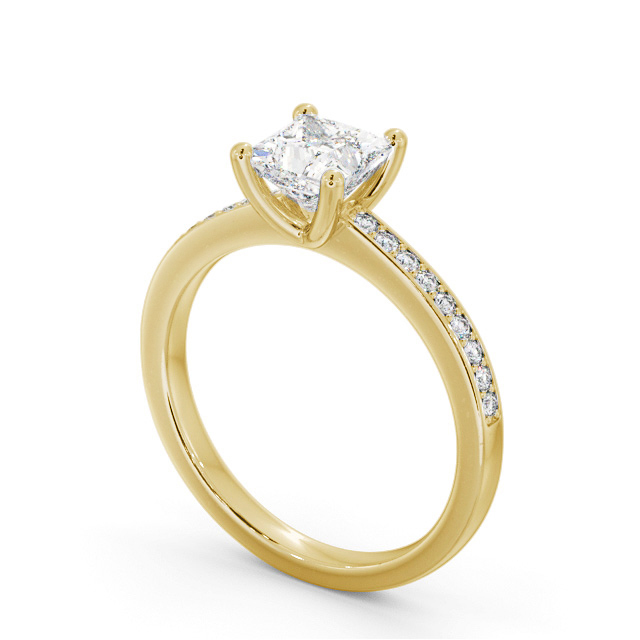 Princess Diamond Engagement Ring 18K Yellow Gold Solitaire With Side Stones - Jannika ENPR58S_YG_SIDE