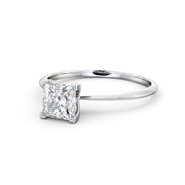 Princess Diamond Engagement Ring 18K White Gold Solitaire - Ernesta ENPR58_WG_FLAT