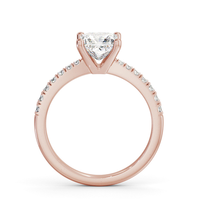 Princess Diamond Engagement Ring 18K Rose Gold Solitaire With Side Stones - Niva ENPR59S_RG_UP
