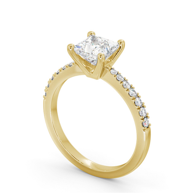 Princess Diamond Engagement Ring 9K Yellow Gold Solitaire With Side Stones - Niva ENPR59S_YG_SIDE