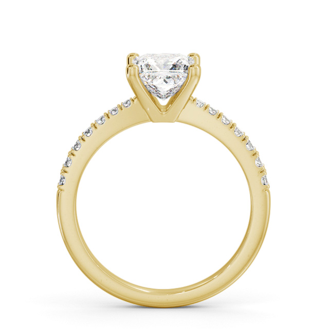 Princess Diamond Engagement Ring 9K Yellow Gold Solitaire With Side Stones - Niva ENPR59S_YG_UP