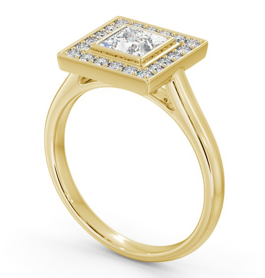 Halo Princess Diamond Engagement Ring 9K Yellow Gold - Claudine ENPR59_YG_THUMB1