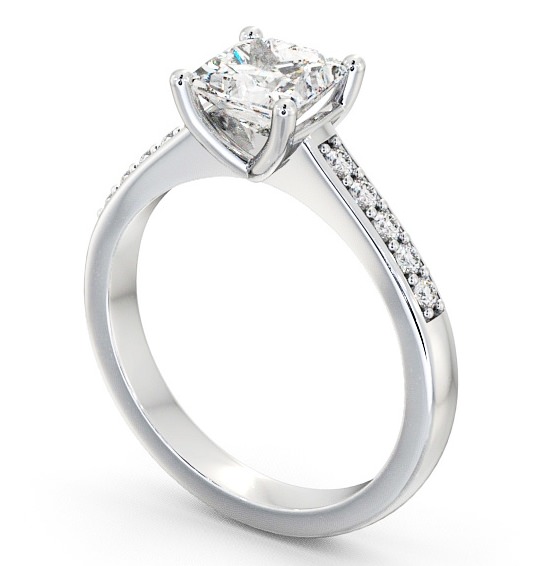 Princess Diamond Engagement Ring Platinum Solitaire With Side Stones - Ramsley ENPR5S_WG_THUMB1