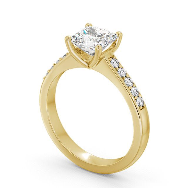 Princess Diamond Engagement Ring 9K Yellow Gold Solitaire With Side Stones - Ramsley ENPR5S_YG_SIDE